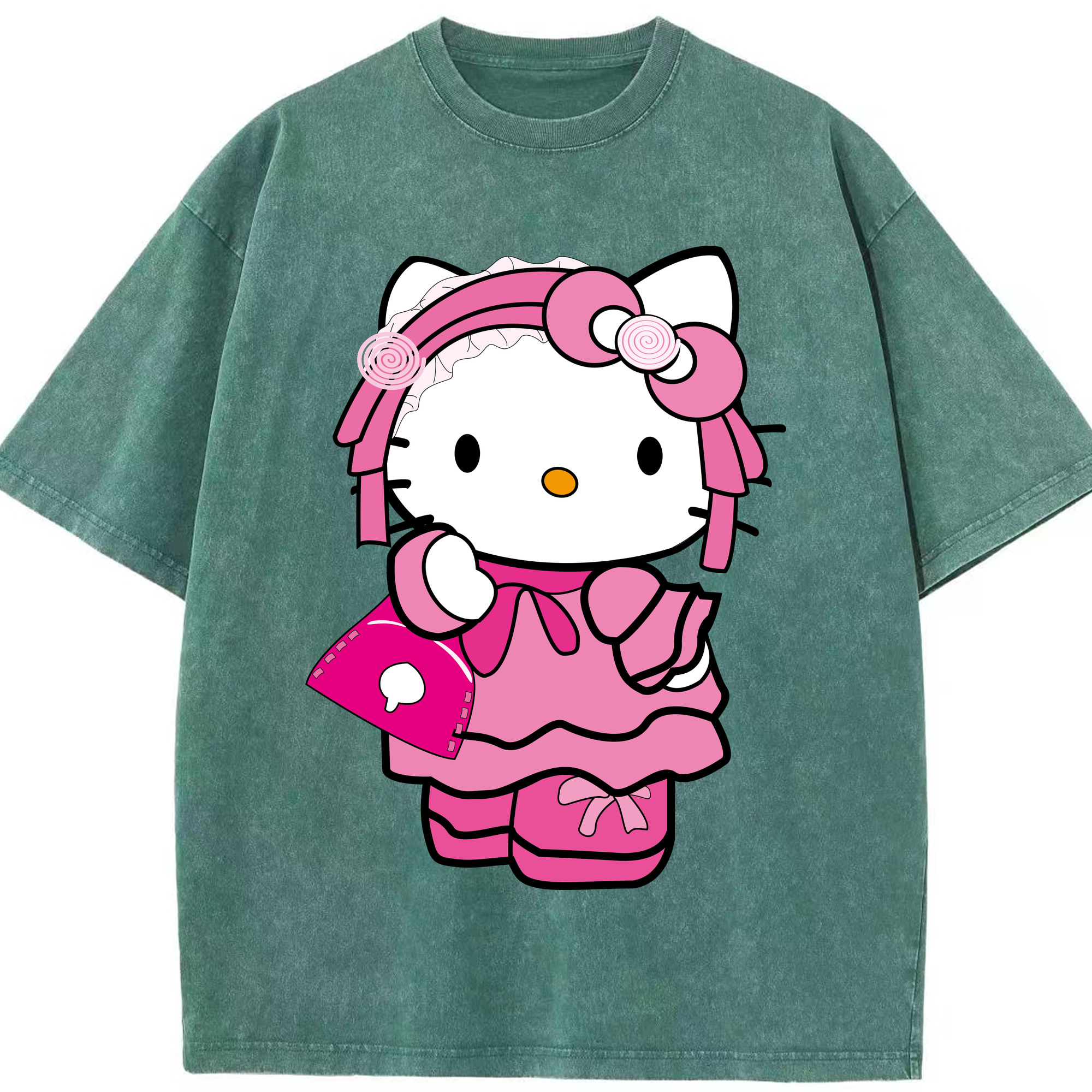 （画像用） Hello Kitty ハローキティ 綿100% ヴィンテージ風 半袖Tシャツ（フロントプリント）